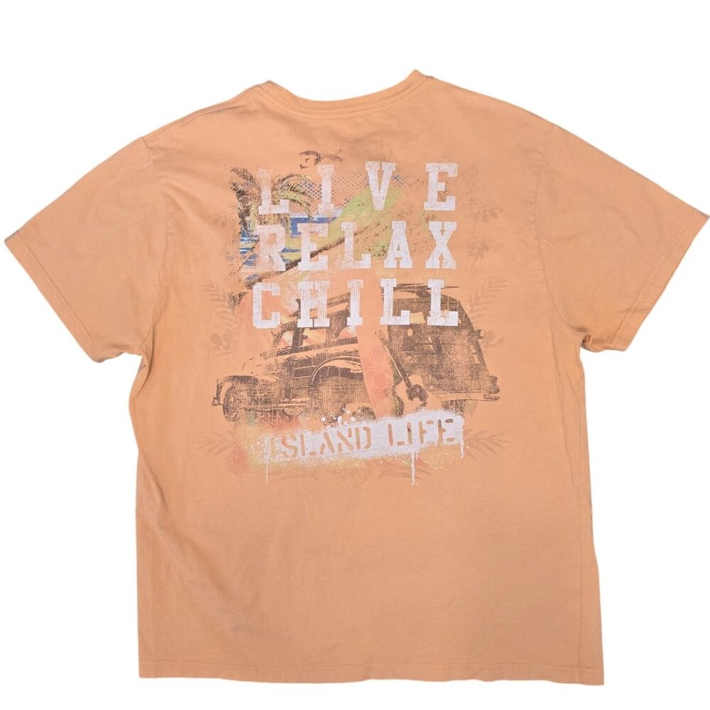 Margaritaville "Island Life" T-Shirt For Tasso Elba L 100% Cotton Peach
